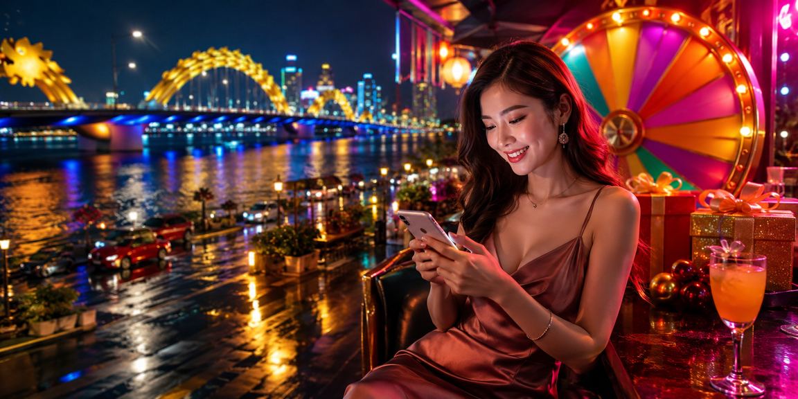 Không gian roulette lung linh dưới ánh đèn neon tại Đà Nẵng về đêm